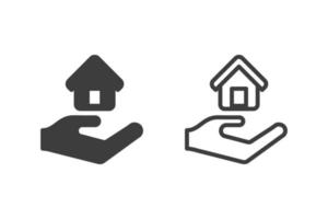 Home Loan Icon Vector Illustration Glyph Style Design mit 2 Style Icons schwarz und weiß. isoliert auf weißem Hintergrund.