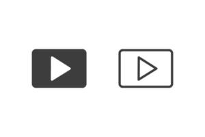 Play-Icon-Vektor-Illustration Glyph-Stil-Design mit 2 Stil-Icons schwarz und weiß. isoliert auf weißem Hintergrund. vektor