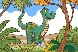 tecknad serie Lycklig dinosaurie i de djungel vektor