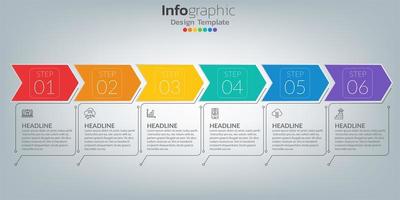 Timeline-Infografik-Vorlage mit Symbolen im Erfolgskonzept vektor