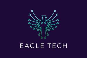 geometrisk Örn Hök falk fågel Fenix digital elektronisk krets chip för smart tech logotyp vektor