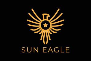 goldene sonne adler falke falke phoenix vogel stern logo vektor