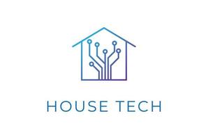 futuristischer digitaler elektronischer schaltungschip für smart house tech logo vektor