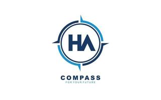ha-Logo-Navigation für Markenunternehmen. Kompass-Vorlage, Vektorgrafik für Ihre Marke. vektor