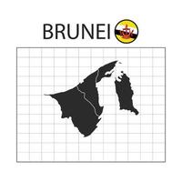 Land Karta av brunei med nation flagga vektor