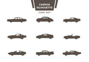 Carros Silhouette Icon Set Vektor