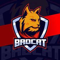 Bad Cat Head Maskottchen Logo Design Charakter für Esport und Sport oder Gaming Logo Konzept vektor