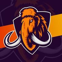 stor mammut huvud maskot esport logotyp design karaktär för sport och spel logotyp vektor