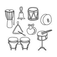 Schlagzeugzeichnungen in Schwarz-Weiß vektor