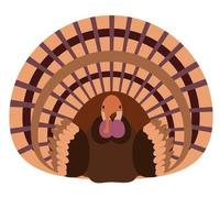Kalkon i platt stil, fågel symbol av tacksägelse dag, brun bruka djur- vektor