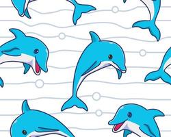 sömlös mönster delfin illustration bakgrund vektor