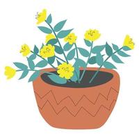 Garten Topfpflanze isoliert auf weiss. gelbe blumen im minimalistischen karikaturstil. Vektor-Illustration. vektor