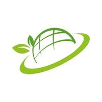 grünes Blatt globale Globus-Logo-Design-Vektor-Illustrationen vektor