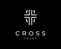 kreuz religion jesus christus glaube kruzifix kirche linie moderne einfache rahmengrenze vektor logo design