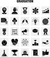 Graduierung solide Glyphen-Icons für Infografiken, mobiles Uxui-Kit und Druckdesign, einschließlich Glasgetränk-Gesundheits-Graduierungskarten-Standort-Medaillenpreis-Icon-Set-Vektor vektor