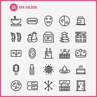 Spa Saloon Line Icon Pack für Designer und Entwickler Ikonen der Lebensmittelreise essen Suppe Sahne Cremetiegel Spa Vektor