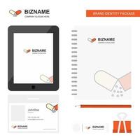 Medizin Business Logo Tab App Tagebuch PVC Mitarbeiterkarte und USB-Marke stationäres Verpackungsdesign Vektorvorlage vektor