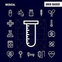 Symbolpaket für medizinische Linien für Designer und Entwickler Ikonen des Gesundheitswesens medizinischer Verbandbruch gebrochenes Herz medizinischer Vektor