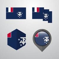 Französische Süd- und Antarktis-Flaggen-Design-Set-Vektor vektor