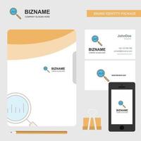 Sök företag logotyp fil omslag besöker kort och mobil app design vektor illustration