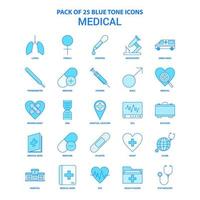 medicinsk blå tona ikon packa 25 ikon uppsättningar vektor