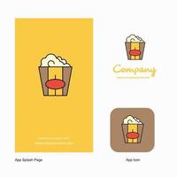 Popcorn-Firmenlogo-App-Symbol und Splash-Page-Design kreative Business-App-Designelemente vektor