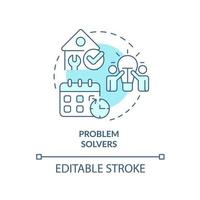 Symbol für das türkisfarbene Konzept von Problemlösern. charakteristisch für gute wohnungsbauträger abstrakte idee dünne linie illustration. isolierte Umrisszeichnung. editierbarer Strich. vektor