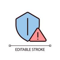 Sicherheitswarnpixel perfektes RGB-Farbsymbol. Verletzung der Cybersicherheit. Gefahr von Computerviren. Sicherheitsproblem. isolierte Vektorillustration. einfache gefüllte Strichzeichnung. editierbarer Strich. vektor