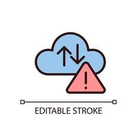 moln fel pixel perfekt rgb Färg ikon. internet lagring kapacitet. ladda upp och ladda ner problem. cyberrymden. isolerat vektor illustration. enkel fylld linje teckning. redigerbar stroke.