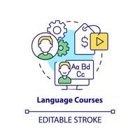 Symbol für das Konzept der Sprachkurse. Fremdsprache sprechen. online-tutorial idee abstrakte idee dünne linie illustration. isolierte Umrisszeichnung. editierbarer Strich. vektor