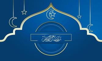 realistisk ramadan kareem bakgrund med blå Färg vektor