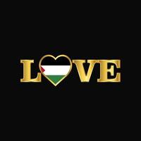 gyllene kärlek typografi palestina flagga design vektor