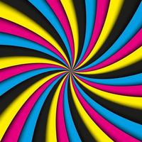 cmyk abstrakter Wirbelhintergrund. Vektor-Illustration von vier CMYK-Farben. Cyan, Magenta, Gelb und Schwarz. buntes helles Muster