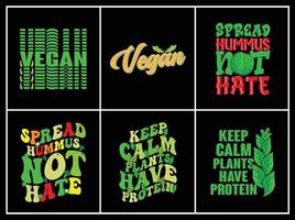 veganer T-Shirt-Design-Bündeldruck vektor