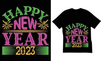 Lycklig Nyheter år 2023 citat t-shirt design. de bäst Lycklig ny år citat t-shirt design. vektor