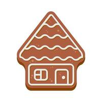 jul pepparkaka kaka i de form av hus. isolerat vektor illustration i platt tecknad serie stil.