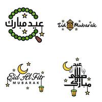 4 bäst eid mubarak fraser ordspråk Citat text eller text dekorativ typsnitt vektor manus och kursiv handskriven typografi för mönster broschyrer baner flygblad och tshirts