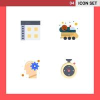 Stock Vector Icon Pack mit 4 Zeilen Zeichen und Symbolen für App Head User Space Mind editierbare Vektordesign-Elemente