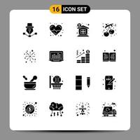 Stock Vector Icon Pack mit 16 Zeilenzeichen und Symbolen für das neue Jahr Cranberry Care Christmas Property editierbare Vektordesign-Elemente