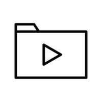 multimedia mapp ikon för specialist på video eller film fil i svart översikt stil vektor
