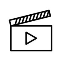 Clapboard-Symbol für Film- oder Filmproduktion im schwarzen Umrissstil vektor