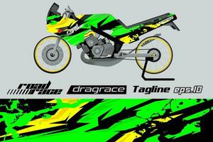 desain pembungkus stiker motor drag racing vektor penuh eps.10