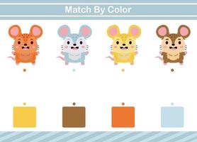 Match nach Farbe des Tierlernspiels für den Kindergarten Matching-Spiel für Kinder vektor