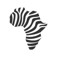 Schwarz-Weiß-Symbol Afrika-Karte gestreift vektor