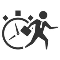 Schwarz-Weiß-Symbol Geschäftsmann Uhr vektor