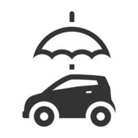 Schwarz-Weiß-Symbol Auto und Regenschirm vektor