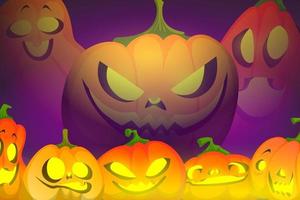beängstigender halloween-hintergrund mit kürbislaternen vektor