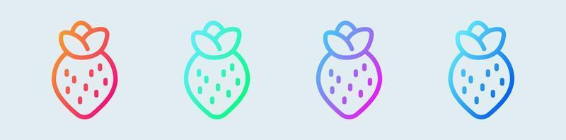 jordgubb linje ikon i lutning färger. frukt tecken vektor illustration.