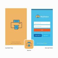 Unternehmensdrucker-Begrüßungsbildschirm und Login-Seiten-Design mit Logo-Vorlage Mobile Online-Business-Vorlage vektor