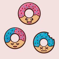 karikaturillustration von niedlichen donuts vektor